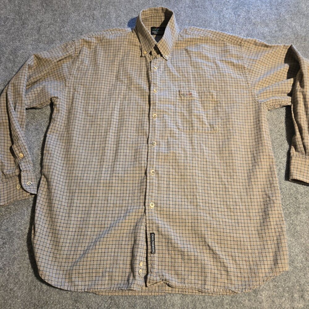 Greg Norman Collection Shirt Mens Large Gray Button Down Long Sleeve Cotton